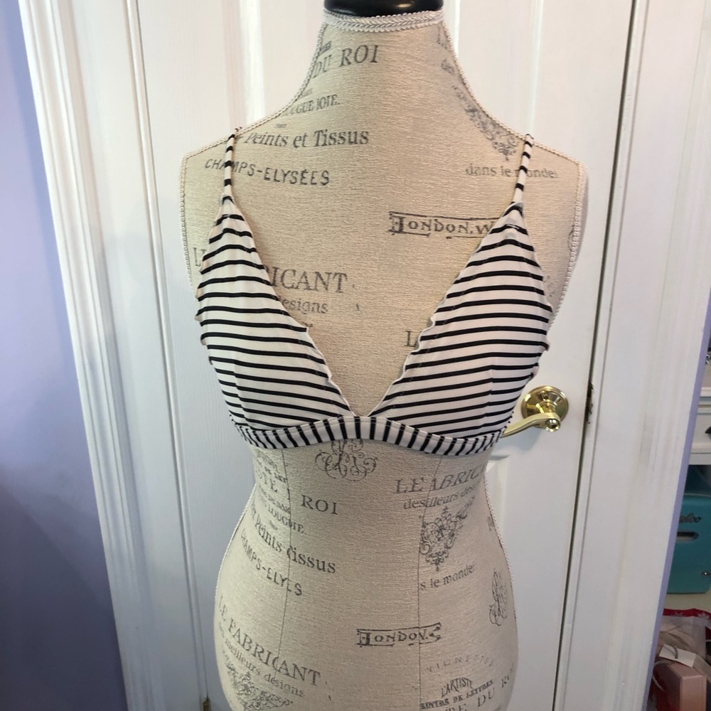 Hollister white and black striped bikini